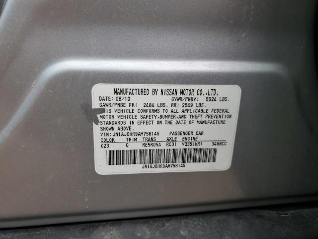 JN1AJ0HR9AM758145 - 2010 INFINITI EX35 BASE Արծաթագույն լուսանկար 12