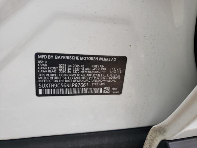 5UXTR9C56KLP97661 - 2019 BMW X3 XDRIVE30I WHITE photo 12