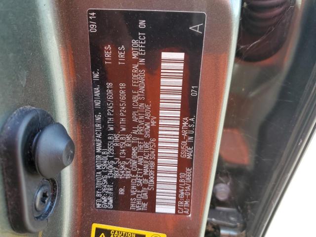 5TDKKRFH8FS047576 - 2015 TOYOTA HIGHLANDER XLE Yaşıl foto 13