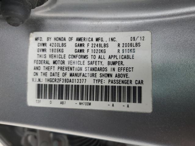 1HGCR2F39DA013377 - 2013 HONDA ACCORD LX SILVER photo 12