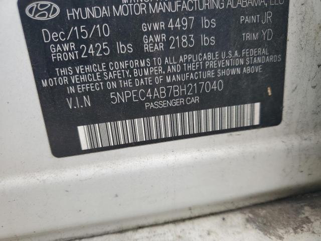 5NPEC4AB7BH217040 - 2011 HYUNDAI SONATA SE WHITE photo 12