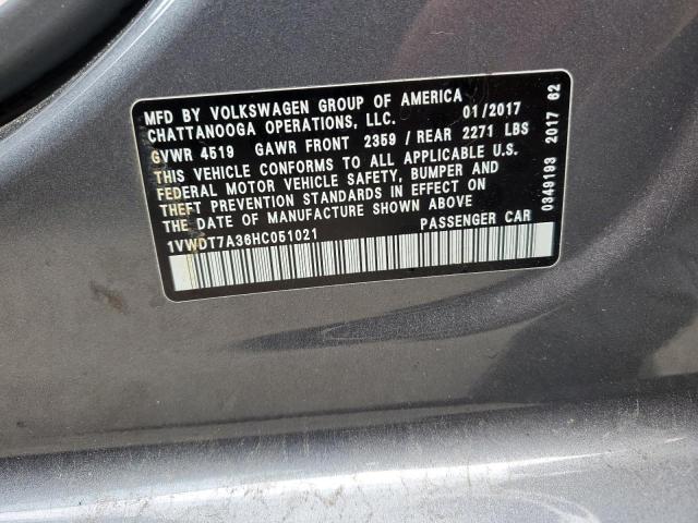 1VWDT7A36HC051021 - 2017 VOLKSWAGEN PASSAT R-LINE Grafit foto 12