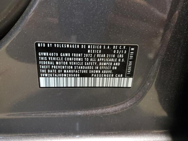 3VW2K7AJ0DM285608 - 2013 VOLKSWAGEN JETTA BASE 灰色 照片 12