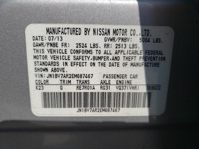 JN1BV7AR2EM687467 - 2014 INFINITI Q50 BASE SILVER photo 12