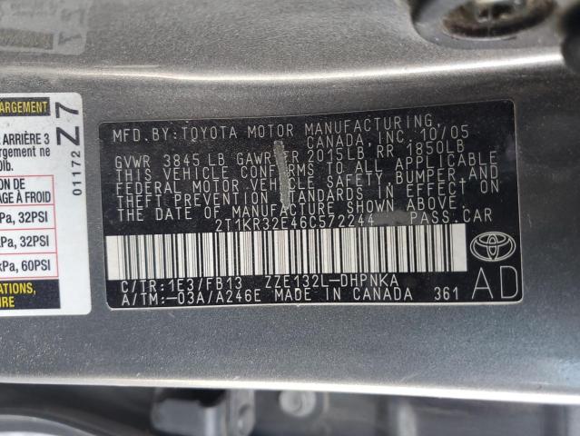 2T1KR32E46C572244 - 2006 TOYOTA COROLLA MA XR GRAY photo 13