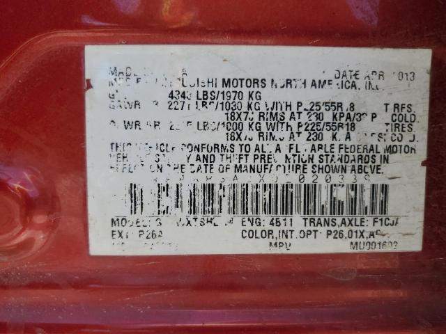 4A4AP3AUXDE020339 - 2013 MITSUBISHI OUTLANDER ES RED photo 13