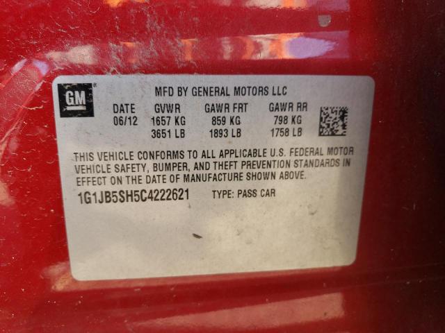 1G1JB5SH5C4222621 - 2012 CHEVROLET SONIC LS 红色 照片 12