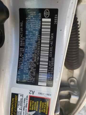 4T1BK3DB0BU394977 - 2011 TOYOTA AVALON BASE 银色 照片 10