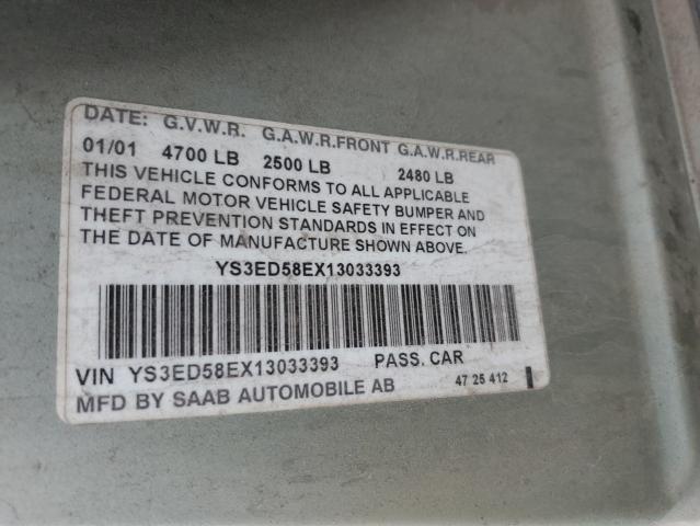 YS3ED58EX13033393 - 2001 SAAB 9-5 SILVER photo 13