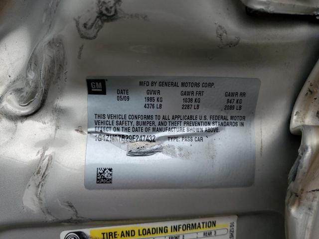 1G1ZH57B29F247432 - 2009 CHEVROLET MALIBU 1LT BEIGE photo 12