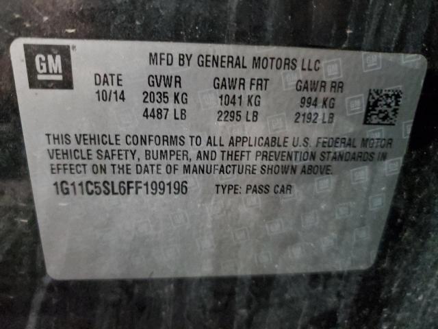 1G11C5SL6FF199196 - 2015 CHEVROLET MALIBU 1LT 黑色 照片 12