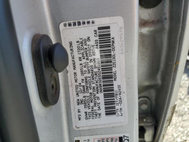 1NXBR32E55Z451963 - 2005 TOYOTA COROLLA CE ვერცხლისფერი ფოტო 12