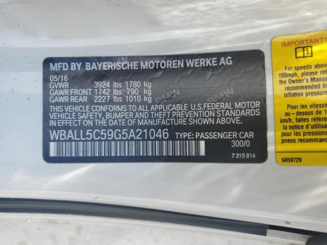 WBALL5C59G5A21046 - 2016 BMW Z4 SDRIVE28I WHITE photo 12