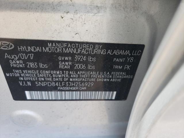 5NPD84LF3JH256929 - 2018 HYUNDAI ELANTRA SEL SILVER photo 12