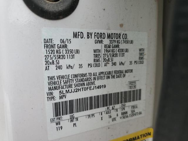 5LMJJ2HT0FEJ14919 - 2015 LINCOLN NAVIGATOR თეთრი ფოტო 13