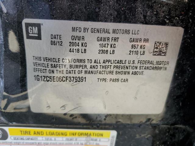 1G1ZC5E06CF379391 - 2012 CHEVROLET MALIBU 1LT CHARCOAL photo 12