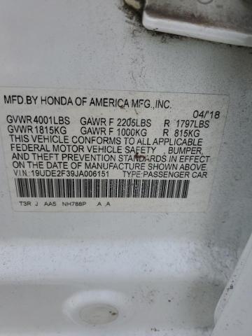 19UDE2F39JA006151 - 2018 ACURA ILX BASE WATCH PLUS WHITE photo 12