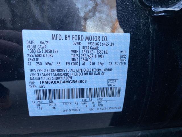 1FM5K8AB4MGB64603 - 2021 FORD EXPLORER POLICE INTERCEPTOR BLACK photo 10