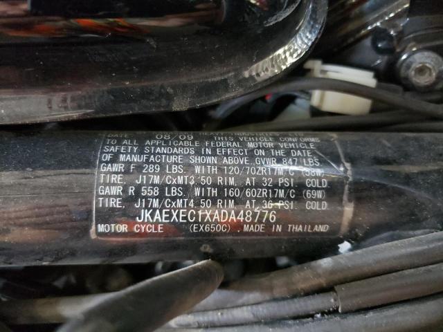 JKAEXEC1XADA48776 - 2010 KAWASAKI EX650 C 黑色 照片 10