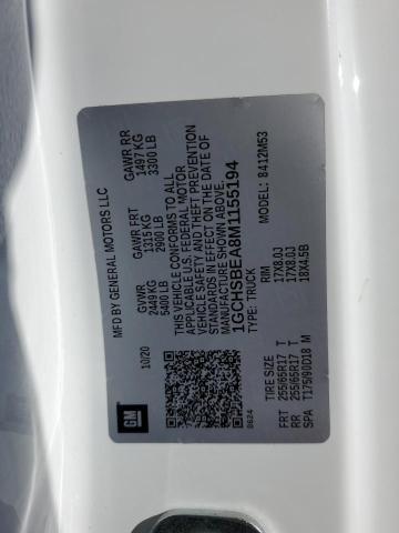 1GCHSBEA8M1155194 - 2021 CHEVROLET COLORADO WHITE photo 12