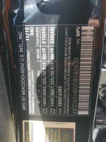 4JGDA5HB0DA162630 - 2013 MERCEDES-BENZ ML 350 4MATIC BLACK photo 12