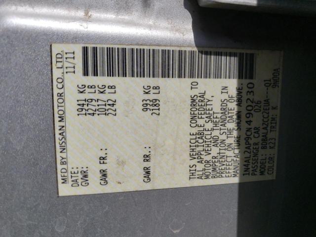 1N4AL2AP9CN490230 - 2012 NISSAN ALTIMA BASE SILVER photo 12