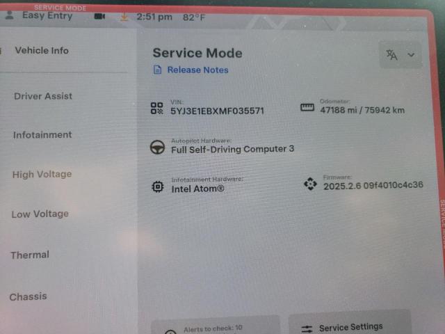 5YJ3E1EBXMF035571 - 2021 TESLA MODEL 3 Biały zdjęcie 9