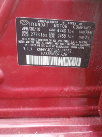 KMHFC4DF3BA526932 - 2011 HYUNDAI AZERA GLS RED photo 12