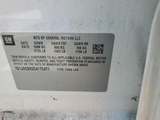 1G1JA5SH2C4175471 - 2012 CHEVROLET SONIC LS 白色 照片 12