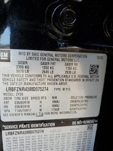 LRBFZNR43MD075274 - 2021 BUICK ENVISION ESSENCE შავი ფოტო 13