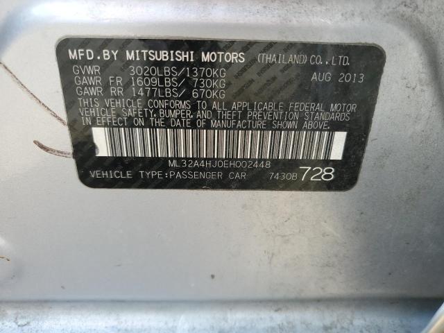 ML32A4HJ0EH002448 - 2014 MITSUBISHI MIRAGE ES SILVER photo 12