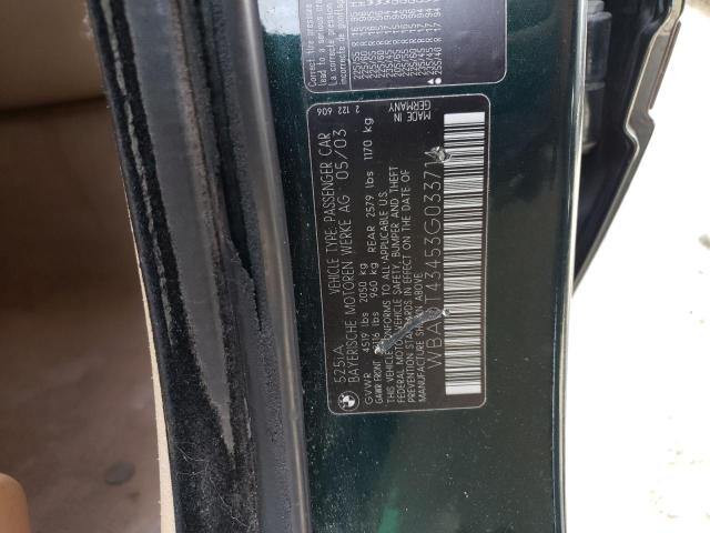 WBADT43453G033714 - 2003 BMW 525 I AUTOMATIC GREEN photo 12