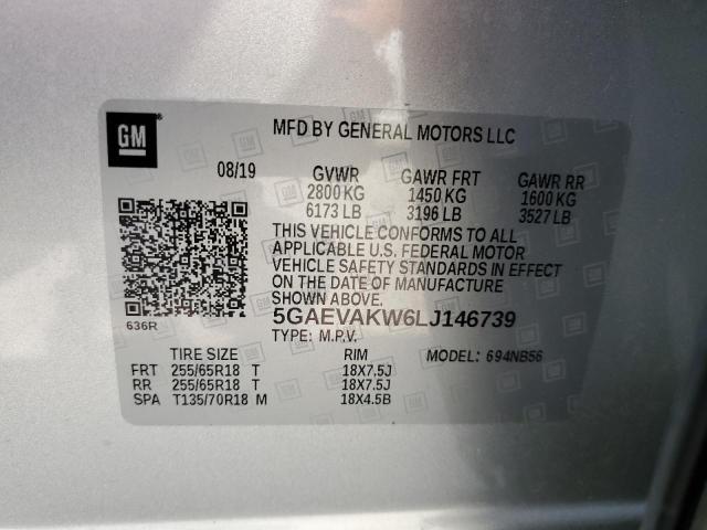 5GAEVAKW6LJ146739 - 2020 BUICK ENCLAVE ESSENCE ვერცხლისფერი ფოტო 13