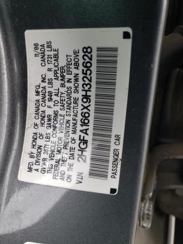 2HGFA166X9H325628 - 2009 HONDA CIVIC LX-S Մոխրագույն լուսանկար 12