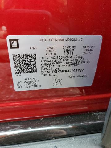 5GAERBKW0MJ195737 - 2021 BUICK ENCLAVE ESSENCE 红色 照片 13