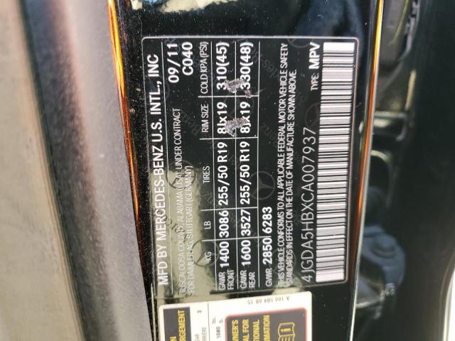 4JGDA5HBXCA007937 - 2012 MERCEDES-BENZ ML 350 4MATIC BLACK photo 13