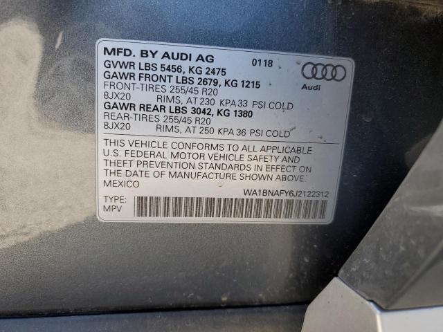 WA1BNAFY6J2122312 - 2018 AUDI Q5 PREMIUM PLUS GRAY photo 13