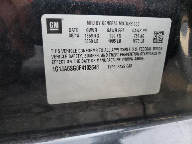 1G1JA6SG0F4102648 - 2015 CHEVROLET SONIC LS შავი ფოტო 12