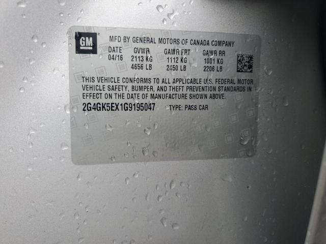 2G4GK5EX1G9195047 - 2016 BUICK REGAL SILVER photo 12