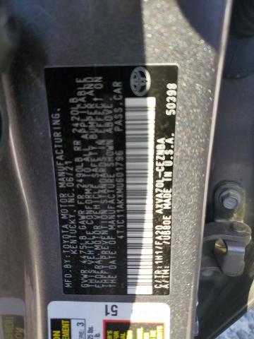 4T1C11AKXMU601796 - 2021 TOYOTA CAMRY LE GRAY photo 12
