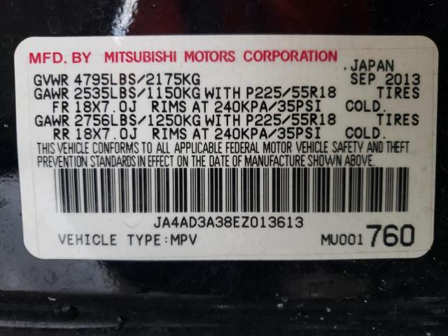 JA4AD3A38EZ013613 - 2014 MITSUBISHI OUTLANDER SE BLACK photo 13