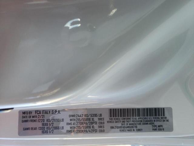 ZFBHRFAB4M6U16781 - 2021 RAM PROMASTER თეთრი ფოტო 10