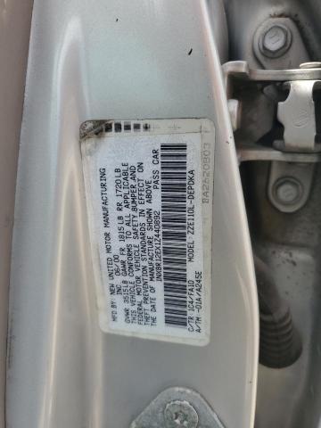 1NXBR12EX1Z440892 - 2001 TOYOTA COROLLA CE 银色 照片 12