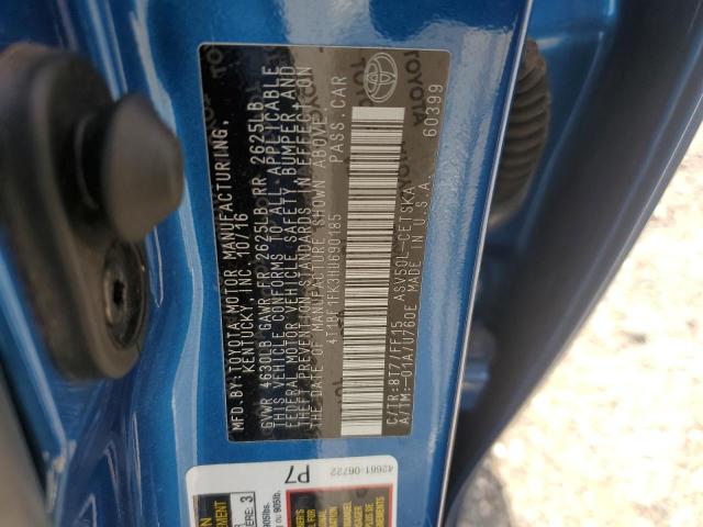 4T1BF1FK3HU690185 - 2017 TOYOTA CAMRY LE BLUE photo 12