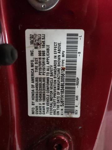 5J6YH18348L005612 - 2008 HONDA ELEMENT LX BURGUNDY photo 12