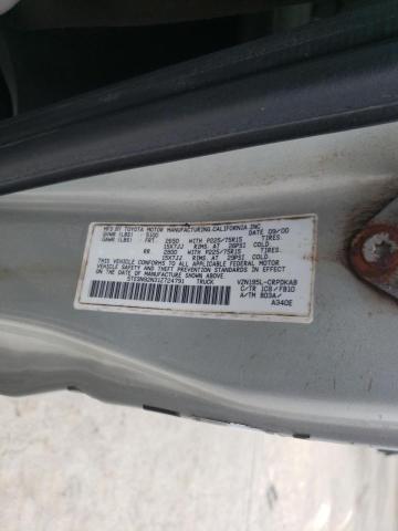 5TESN92N31Z724791 - 2001 TOYOTA TACOMA XTRACAB PRERUNNER ვერცხლისფერი ფოტო 12