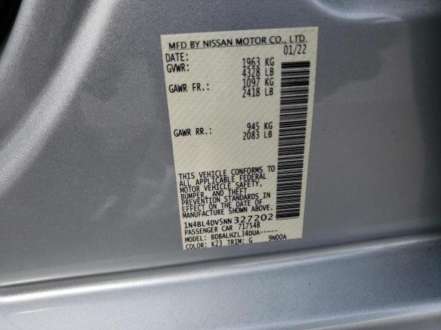 1N4BL4DV5NN327202 - 2022 NISSAN ALTIMA SV SILVER photo 12