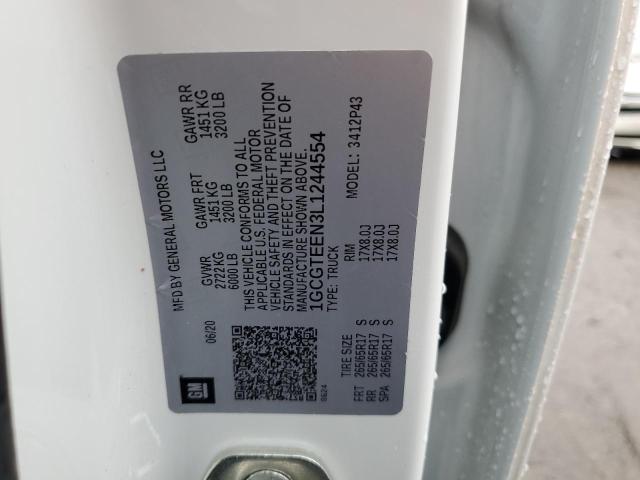 1GCGTEEN3L1244554 - 2020 CHEVROLET COLORADO ZR2 WHITE photo 12