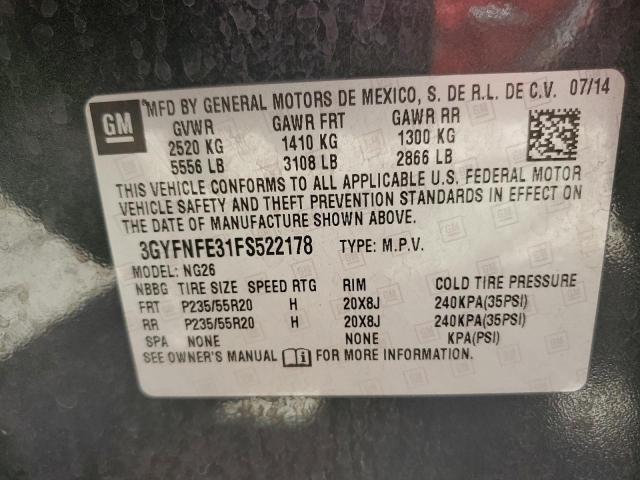 3GYFNFE31FS522178 - 2015 CADILLAC SRX PERFORMANCE COLLECTION Noir photo 12