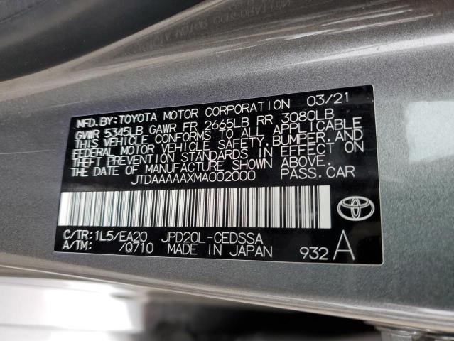 JTDAAAAAXMA002000 - 2021 TOYOTA MIRAI XLE GRAY photo 12